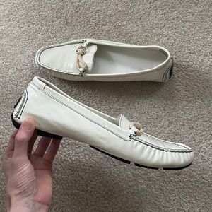 Bally White Loafers with Black Accents